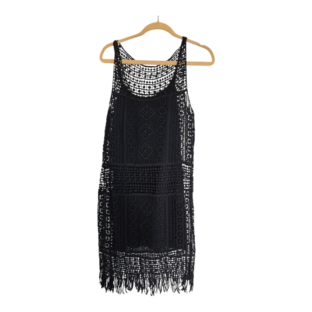 Lauren RALPH LAUREN Black Mini Dress, Black Crochet Lace Overlay